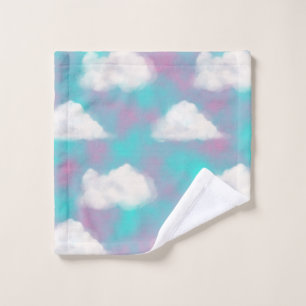 White Clouds Watercolor Sky Aesthetic Dream Wash Cloth
