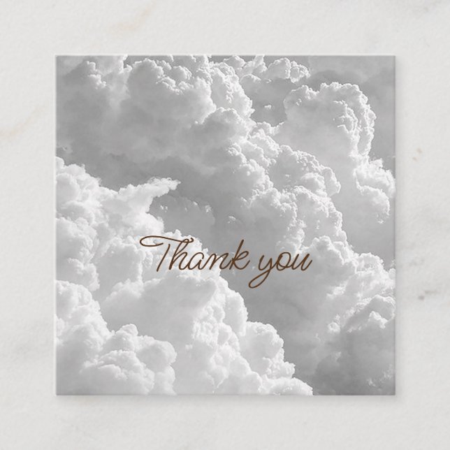 White Clouds, Weather Graphics, Cloudy Clipart Square Business Card (Front)
