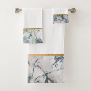 WHITE CLOUDY MARBLE BATHROOM TOWEL SET