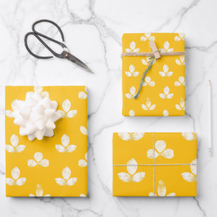 White Clover Golden Yellow Wrapping Paper Sheet