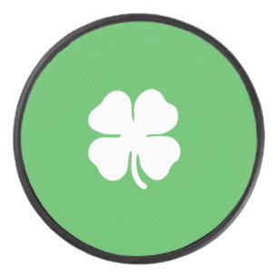 White Clover Leaf Hockey Puck