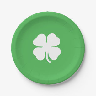 White Clover Leaf Paper Plates