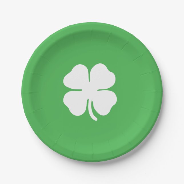White Clover Leaf Paper Plates (Front)