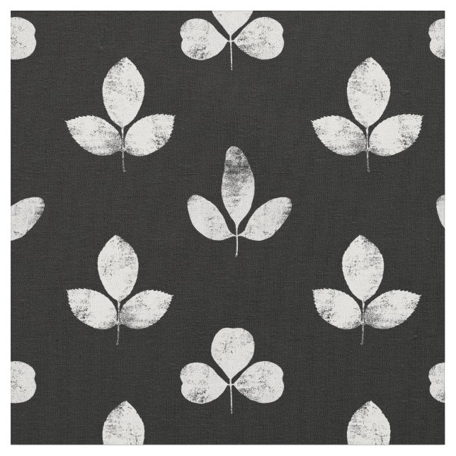 White Clover on Black  Fabric (Close Up)