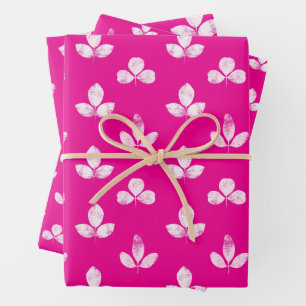 White Clover Pink Fuchsia Wrapping Paper Sheet