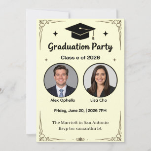 white Co-Graduation Party Invitation with Photos 