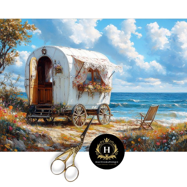 White Coastal Cottage Gypsy Caravan Decoupage Tissue Paper (Creator Uploaded)