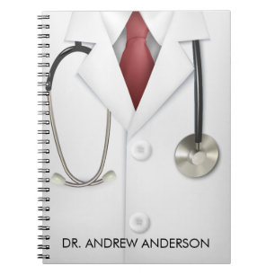 White Coat and Stethoscope Doctor Personalized Notebook