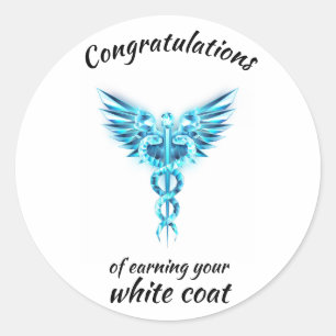 White Coat Ceremony Crystal Medical  Classic Round Sticker