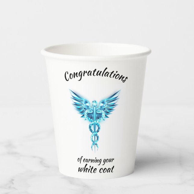 White Coat Ceremony Crystal Medical  Paper Cups (Front)
