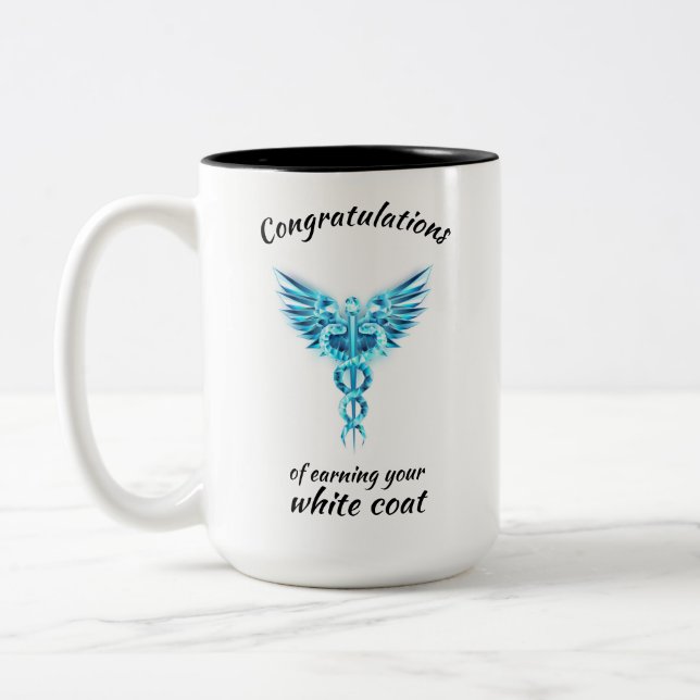 White Coat Ceremony Crystal Medical  Two-Tone Coffee Mug (Left)