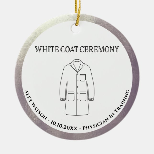 White Coat Ceremony Doctor Physician Monogrammed Ceramic Ornament (Front)