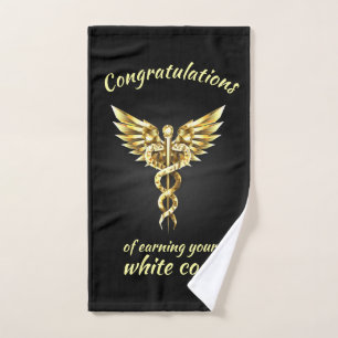 White Coat Ceremony Gold Medical Hand Towel