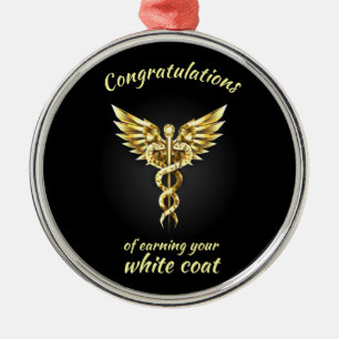 White Coat Ceremony Gold Medical Metal Ornament