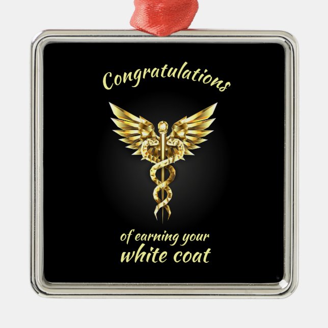 White Coat Ceremony Gold Medical  Metal Ornament (Front)