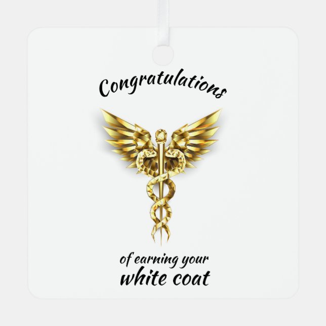 White Coat Ceremony Gold Medical  Metal Ornament (Front)