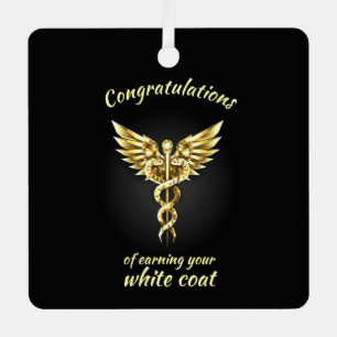 White Coat Ceremony Gold Medical  Metal Ornament