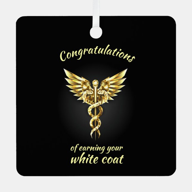 White Coat Ceremony Gold Medical  Metal Ornament (Front)