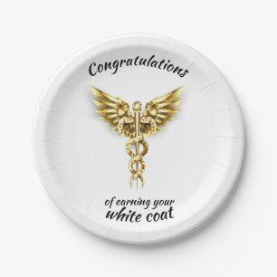 White Coat Ceremony Gold Medical  Paper Plate