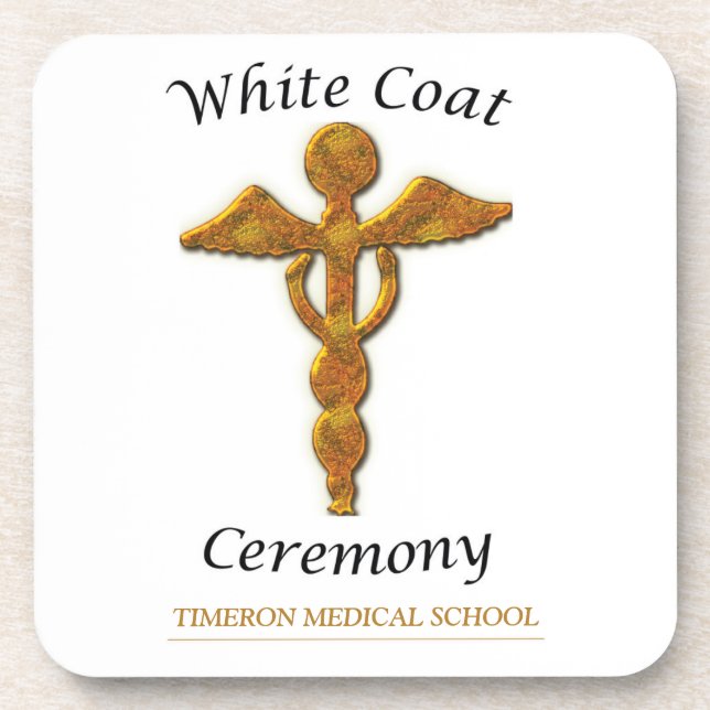 White Coat Ceremony Gold Medical, Square Gift Item Coaster (Front)