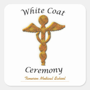 White Coat Ceremony Gold Medical, Square Gift Item Sticker