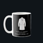 White Coat Ceremony Keepsake Physician Doctor Coffee Mug<br><div class="desc">Elegant Doctor Physician White Coat Ceremony Monogrammed to celebrate and honour a physician or doctor in training. Stylish memory keepsake to honour someone a rite of passage where the Hippocratic Oath is recited at they the medical profession. Features a doctors coat, name, date and field of medical work. Black background....</div>