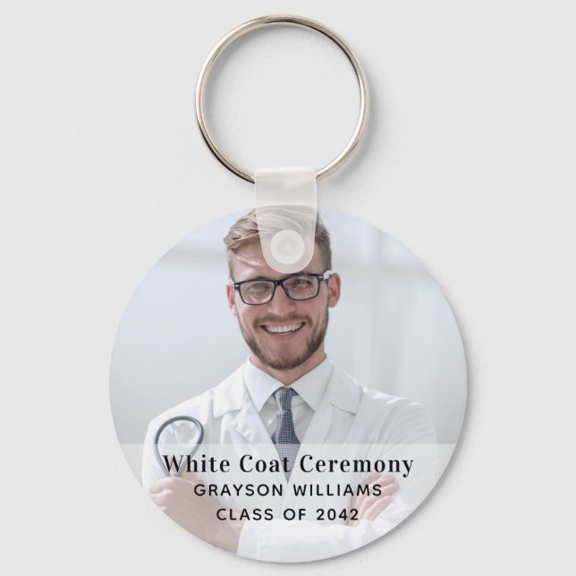 White Coat Ceremony Medical Photo  Keychain (Front)