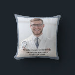 White Coat Ceremony Medical Photo  Throw Pillow<br><div class="desc">White coat ceremony pillow with name,  class,  and date.  Add your special photo to make it a keepsake. Makes a wonderful gift.</div>