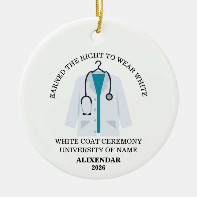 White Coat Ceremony Ornament, Doctor Graduation Ceramic Ornament (Front)