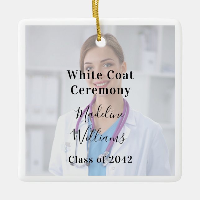 White Coat Ceremony Photo Ornament (Front)