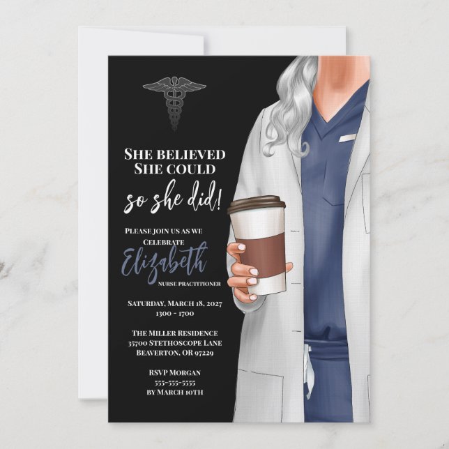 White Coat Medical School Graduation Invitation (Front)