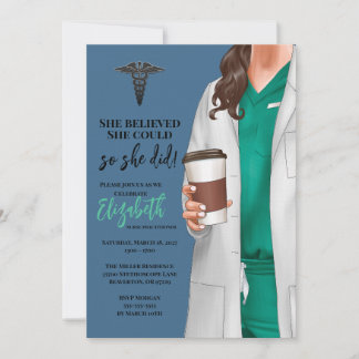 White Coat Médicale School Graduation Invitation