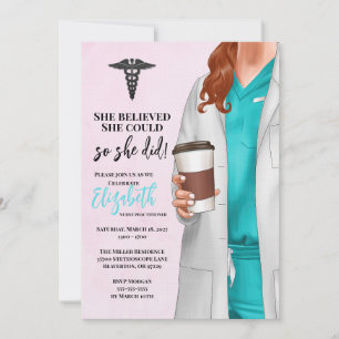 White Coat Médicale School Graduation Invitation