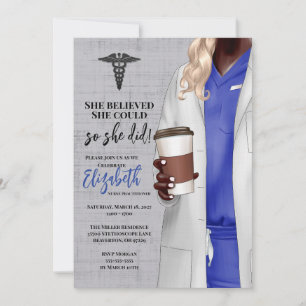 White Coat Médicale School Graduation Invitation