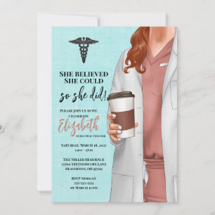 White Coat Médicale School Graduation Invitation
