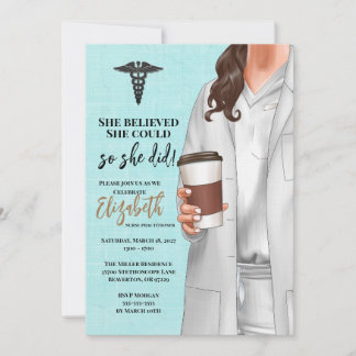 White Coat Médicale School Graduation Invitation