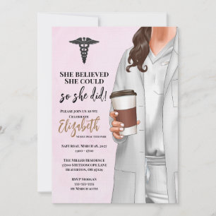 White Coat Médicale School Graduation Invitation