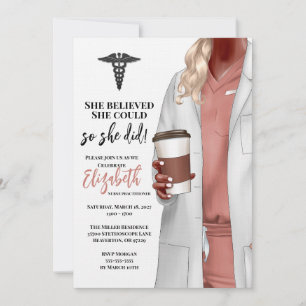 White Coat Médicale School Graduation Invitation