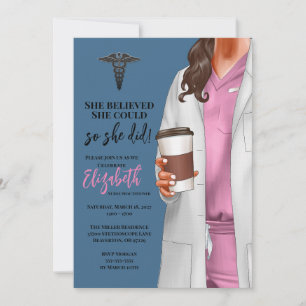White Coat Médicale School Graduation Invitation