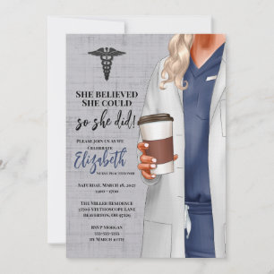 White Coat Médicale School Graduation Invitation