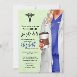White Coat Médicale School Graduation Invitation