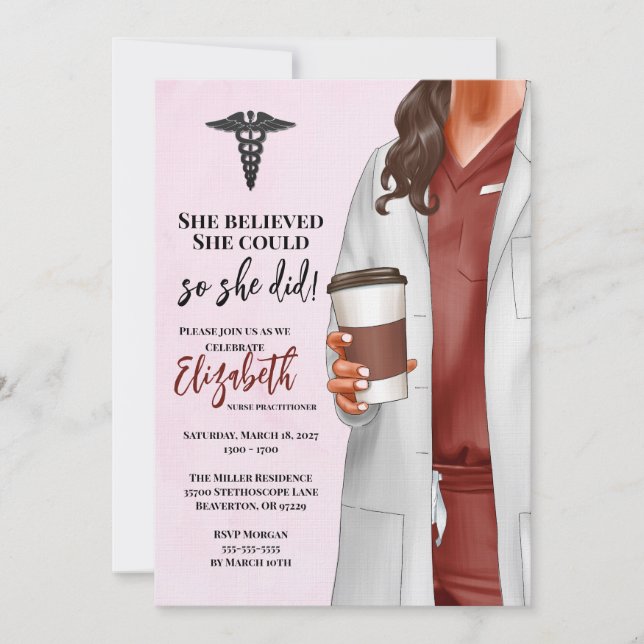White Coat Médicale School Graduation Invitation (Devant)