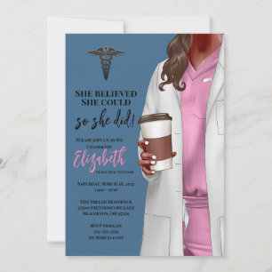 White Coat Médicale School Graduation Invitation