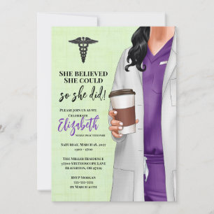 White Coat Médicale School Graduation Invitation
