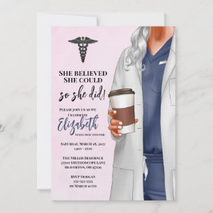 White Coat Médicale School Graduation Invitation
