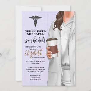 White Coat Médicale School Graduation Invitation
