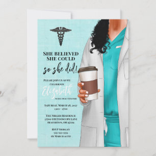 White Coat Médicale School Graduation Invitation