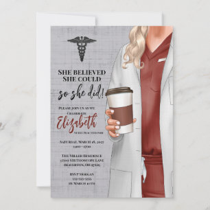 White Coat Médicale School Graduation Invitation