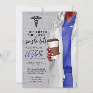 White Coat Médicale School Graduation Invitation