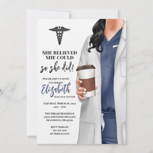 White Coat Médicale School Graduation Invitation
